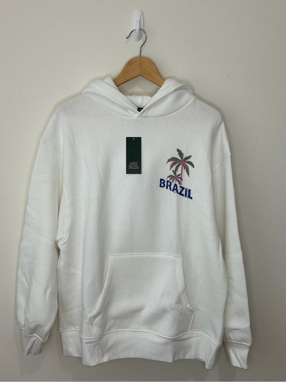Wild Fable Women’s Small Perfect Hoodie Sweatshirt White Brazil NWT